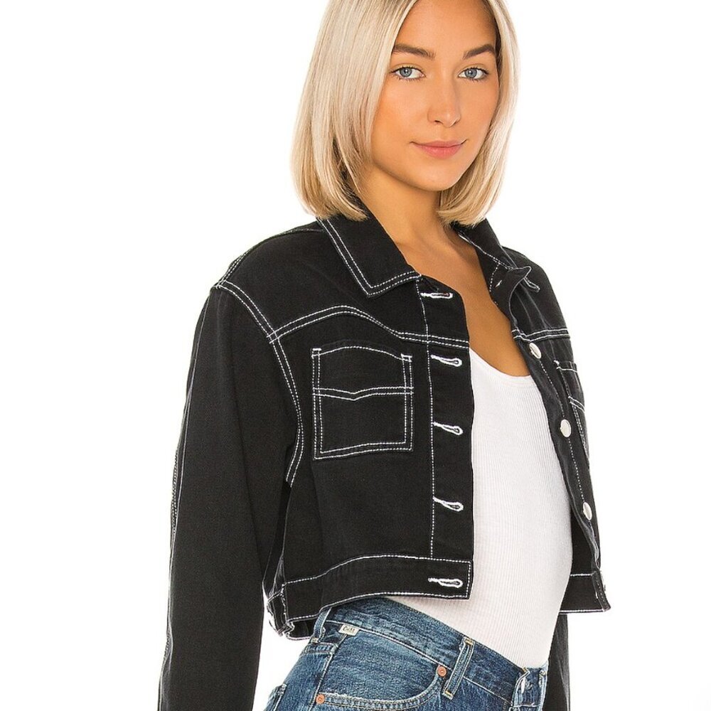 Superdown Quinn Button Down Jacket - Black Croppe… - image 5